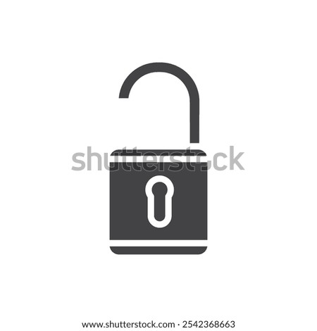 Unlock icon Symbol mark in filled style