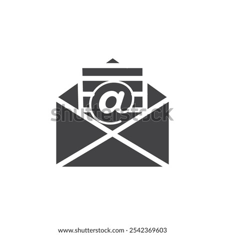 Open email icon Symbol mark in filled style