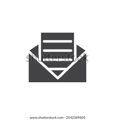 Open envelope icon Symbol mark in filled style