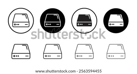 Hard drive icon Flat art in black and white isolated