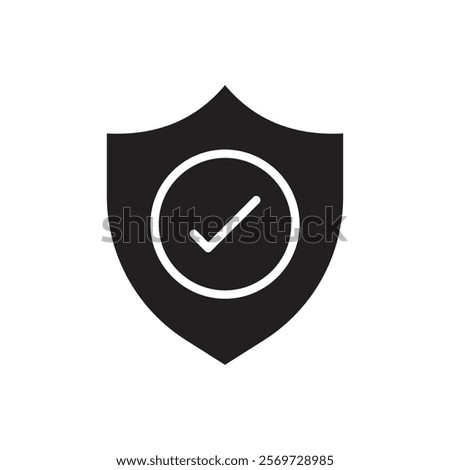 Shield check mark icon Line Art Logo set