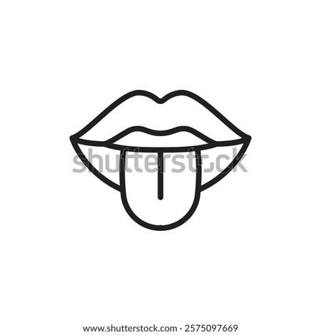 Mouth sticking tongue out icon Simple thin outline