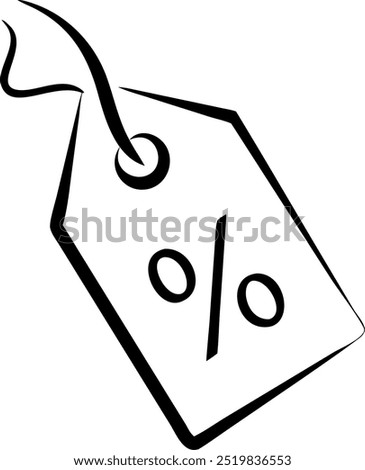 A black and white image of a tag with a red slash through it. The tag is labeled with a percentage, indicating a discount