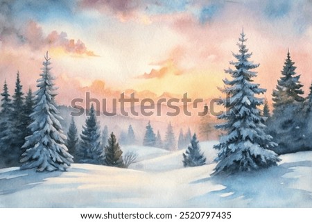 Similar – Image, Stock Photo Dawn at the mountain lake, winter