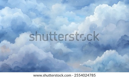 The sky is filled with clouds, creating a sense of calm and serenity. The blue color of the sky is soothing and peaceful, making it a perfect backdrop for a relaxing scene