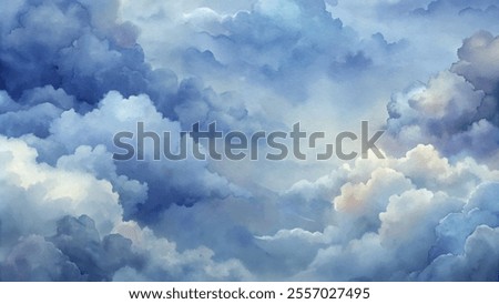 The sky is filled with clouds, creating a moody and somewhat ominous atmosphere. The clouds are scattered throughout the sky, with some appearing closer to the viewer and others further away