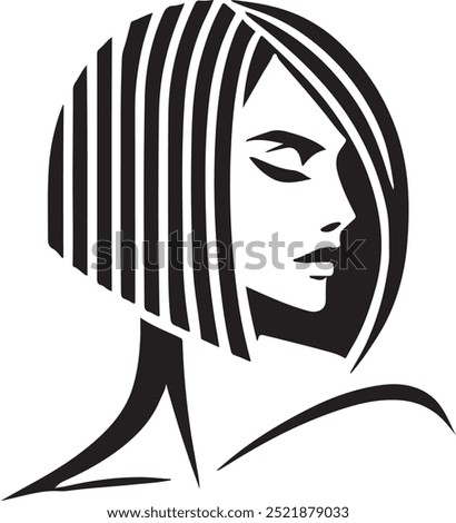 Modern Woman Silhouette with Bold Angular Bob Haircut Design