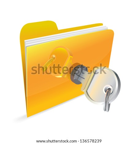 Stock illyustratsiya.Bezopasnost information. Icon folder locked with a key