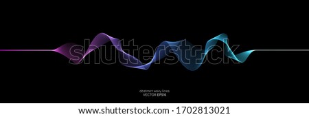 Abstract wave lines dynamic flowing colorful light isolated on black background. Vector illustration design element in concept of music, party, technology, modern.