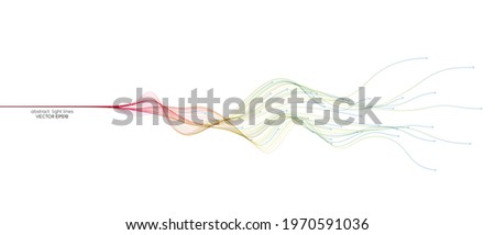 Vector abstract wavy lines flowing dynamic in colorful spectrum colors isolated on white background for concept of modern, technology, digital, communication, science, music.