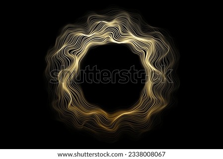 Abstract circle lines wave gold gradient light isolated on black background. Vector in concept luxury, technology, science, music, modern.