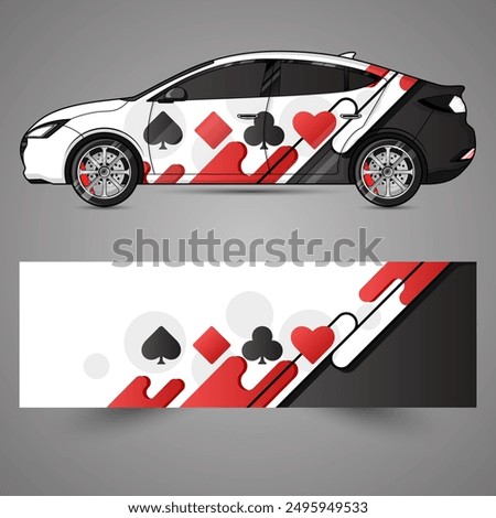 Livery car illustration playing card theme, eps 10, editable.