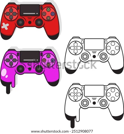 Game stick illustration with 2 color options and line art version, eps 10, editable.