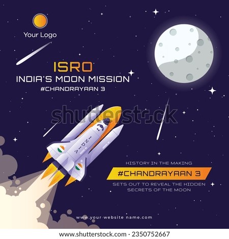 Chandrayaan 3 Indian's Moon Mission Vector Illustration Social Media Post Design