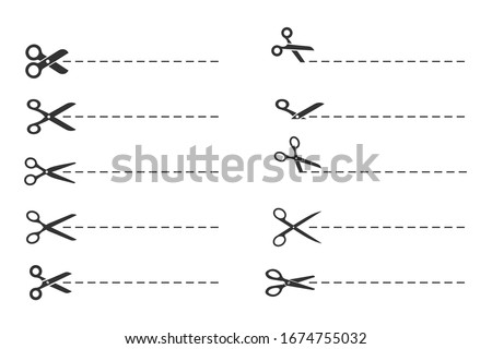 scissors cut lines, paper cut symbol template Stockfoto © 