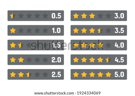 rating stars set, customer feedback five star template