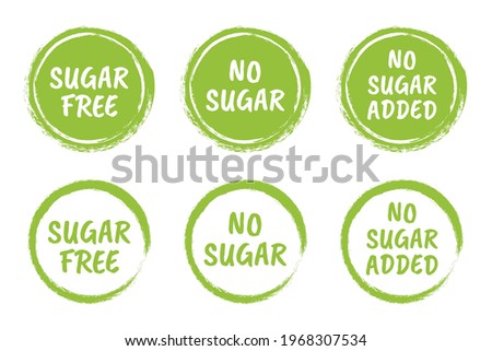 sugar free icon set, natural food without sugar label