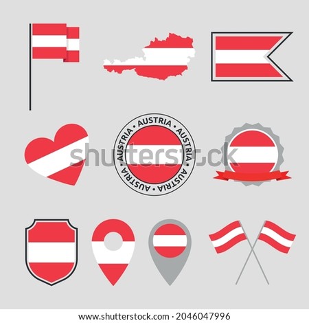 Austria flag icons set, symbols of the flag of Republic of Austria