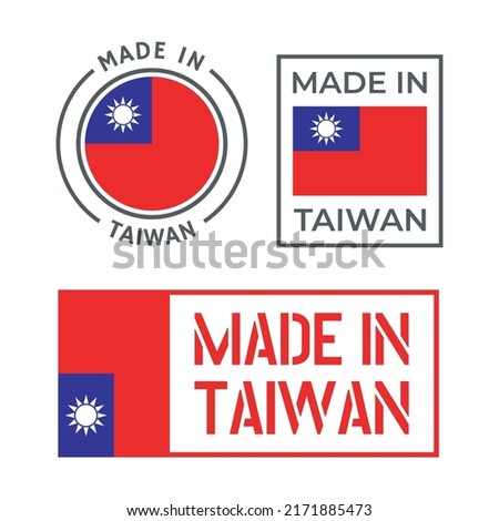 made in Taiwan icon set, Republic of China product labels
