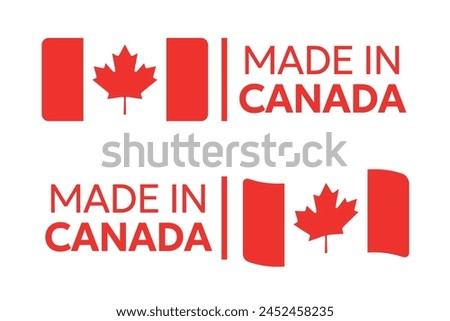 made in Canada labels, Canadian product icon set