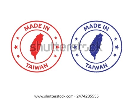 made in Taiwan labels set, Republic of China product stamp