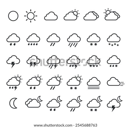 Weather Forecast icons set, climate symbols