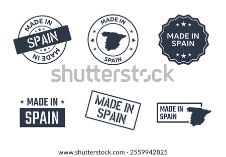 made in Spain labels set, Spanish product icons