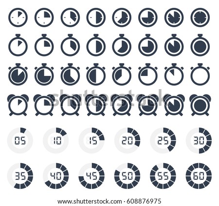 stopwatch icons set, timer symbols