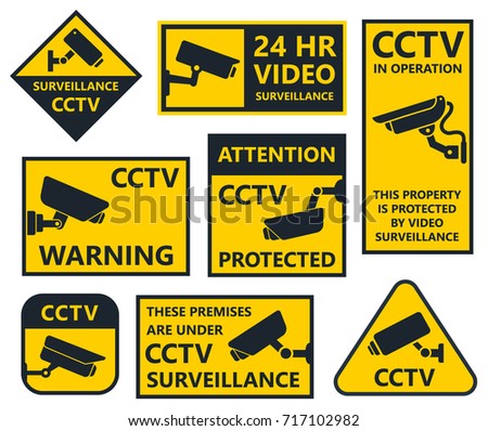 cctv sign, security camera stickers. vol.2