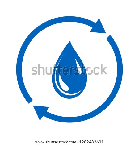 Water reuse icon. Drop of water and circular sign. Vector Illustration Foto stock © 