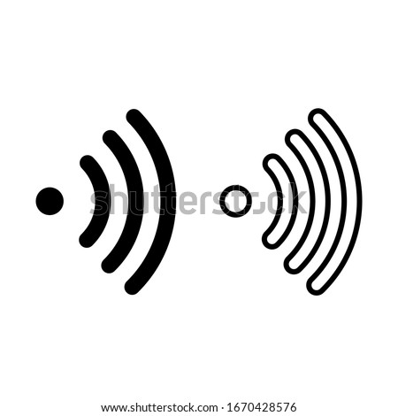 Signal transmission point icon. Source and signal waves. Vector Illustration