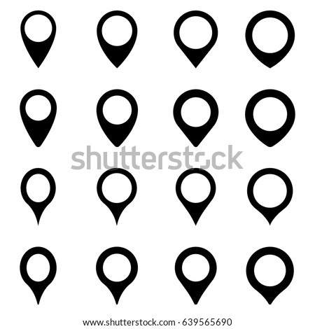 Map marker icons. Geotargeting pin for maps in different shapes. Vector Illustration 