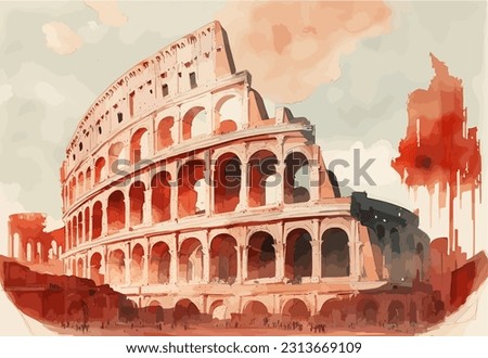 In a mesmerizing vector artwork, the Colosseum stands as a testament to ancient Rome's glory, with its iconic arches and majestic structure depicted with precision, capturing the enduring legacy of th