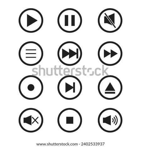 Media Player Button Icon Set Vector Design.