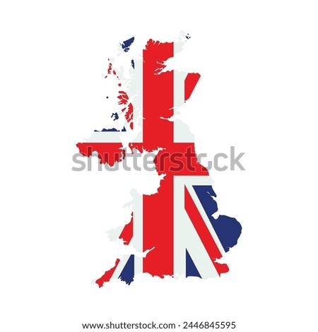 United Kingdom Map And United Kingdom Flag Vector Design.