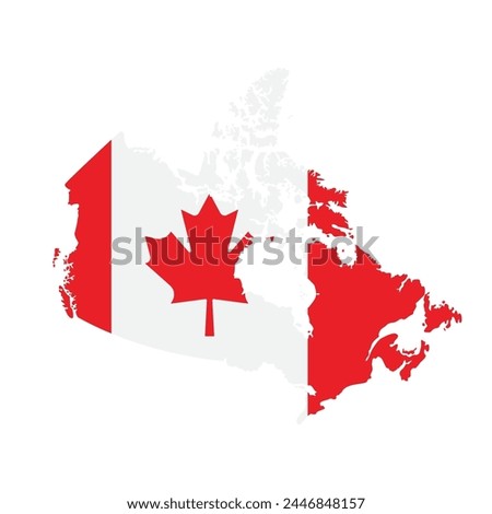 Canada Map And Canada Flag Vector Design.