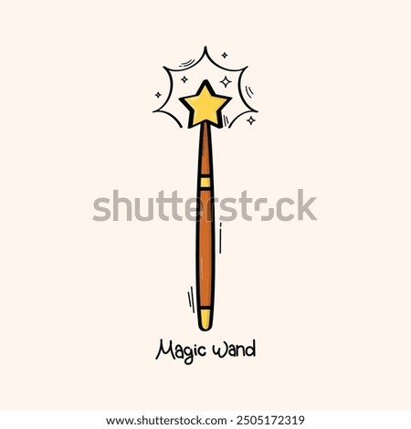 Hand Drawn Magic Wand Vector Design.