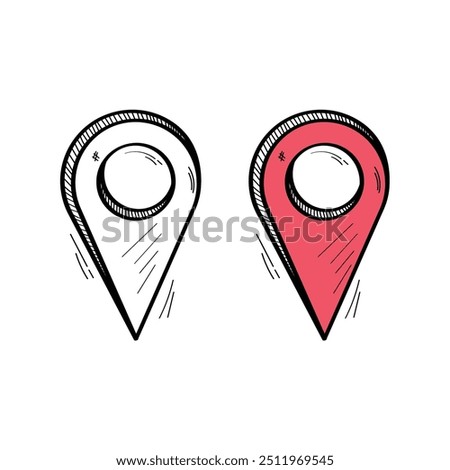 Hand Drawn Map Pin Set Vector Design.