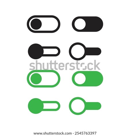 On And Off Toggle Switch Buttons Icon Set Vector Design.