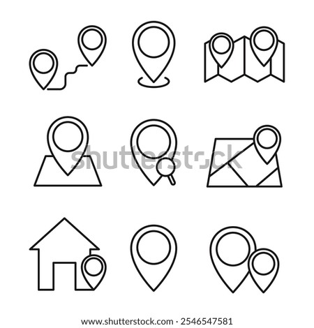 Set Of Map Pin Icon Vector Design.