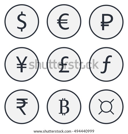 Currency sign vector icons set. Money currency icons.