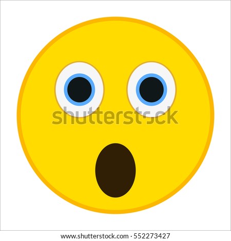 Surprised emoticon with big eyes in trendy flat style. Shocked emoji vector illustration.