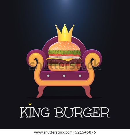 King burger.Vector burger on the throne. Vector illustration