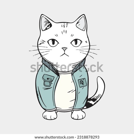 Rolex cartoon character of a cat T-shirt design graphic vector