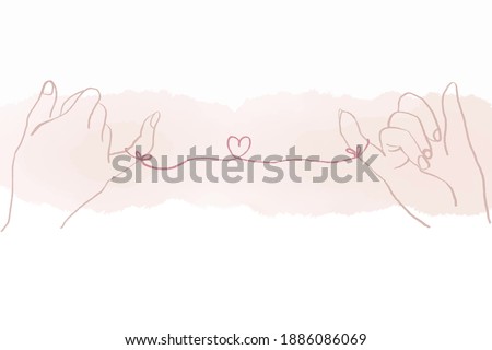 Vector of two hands, bonding with love string. Be able to used in Valentines' day, wedding ceremony, invitation card. Concept of love, trust and vow for couples.