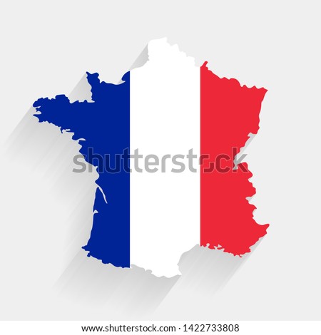 France flag map on gray background, vector, illustration, eps 10 file