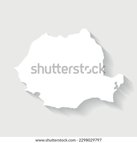 Simple white Romania map on gray background, vector, illustration, eps 10 file