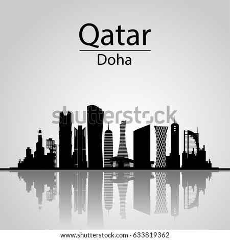 day vector sports logo national qatar Skyline. free of With Qatar, Doha Silhouette Royalty