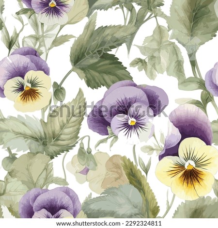 Pansy flower seamless pattern for apperal and print eps vector