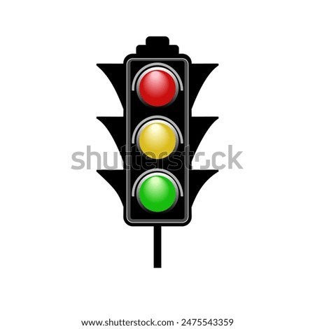 Stoplight sign. Icon traffic light on white background. Symbol regulate movement safety and warning. Electricity semaphore regulate transportation on crossroads urban road. Vector illustration